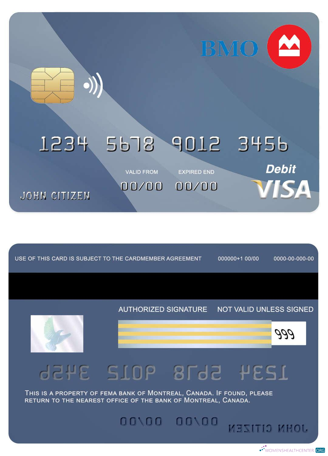 Download Canada Montreal bank visa card Photoshop template